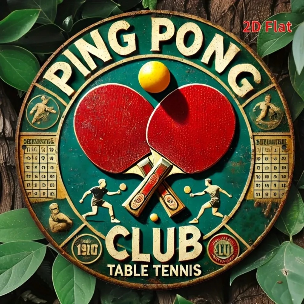 Placa de Metal Redonda Vintage - Table Tennis Dimension avaliação e preço