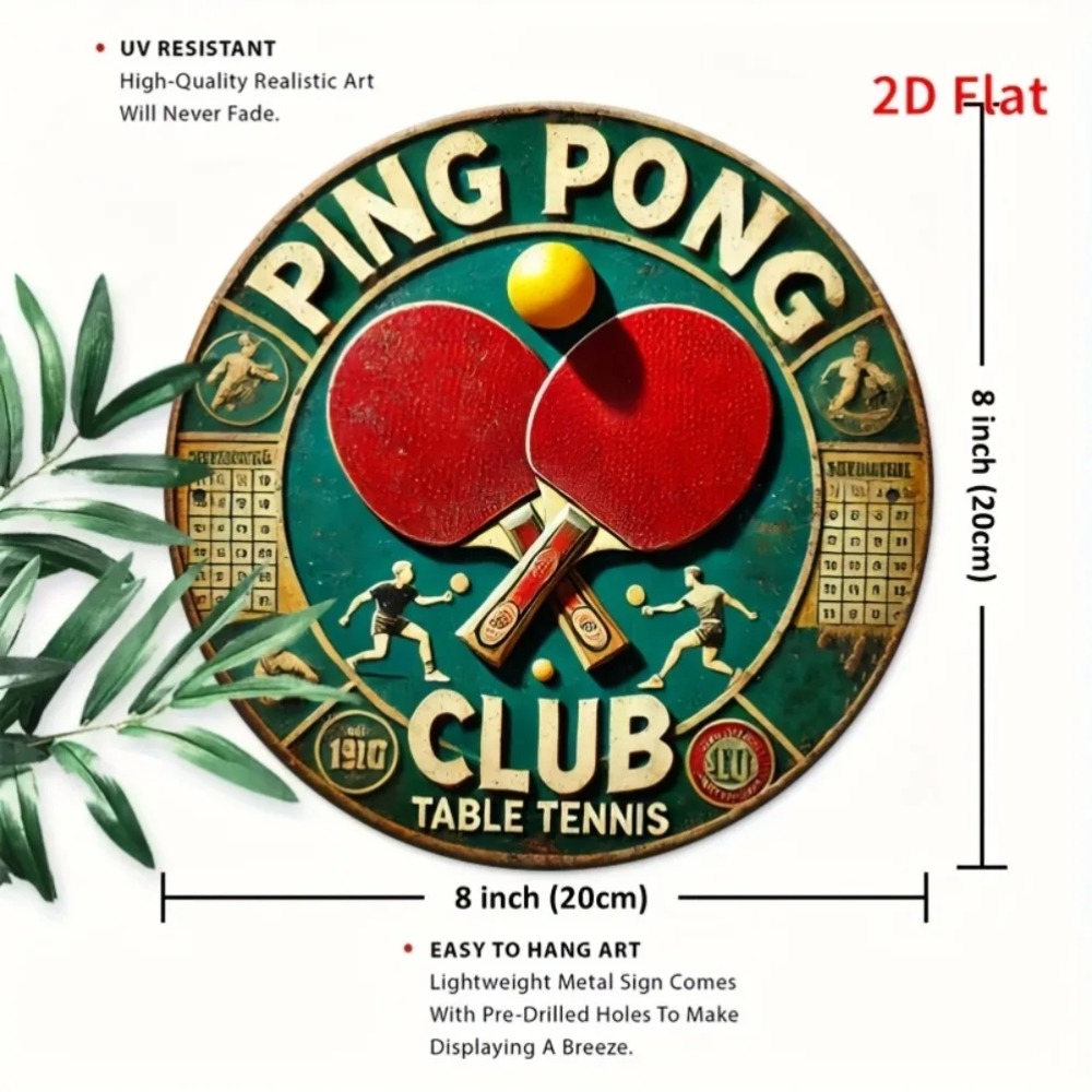 Placa de Metal Redonda Vintage - Table Tennis Dimension avaliação e preço